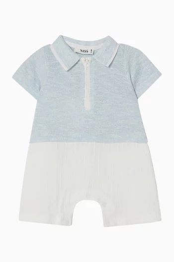 Collared Two-Tone Romper