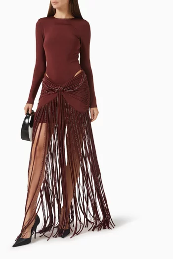 Tarsila Fringe Dress in Taffeta