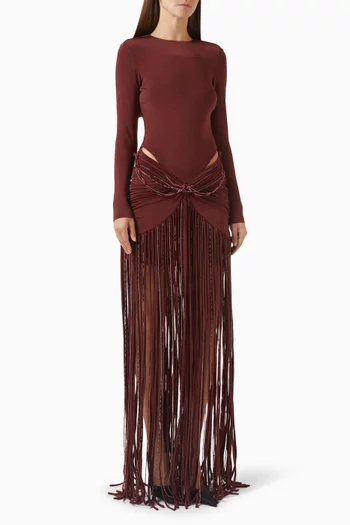Tarsila Fringe Dress in Taffeta