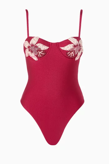 Petal Sheen Embroidered Bodysuit