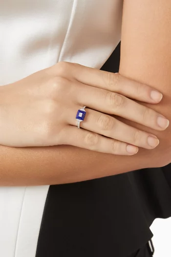 Layl Diamond & Lapis Ring in 18kt White Gold