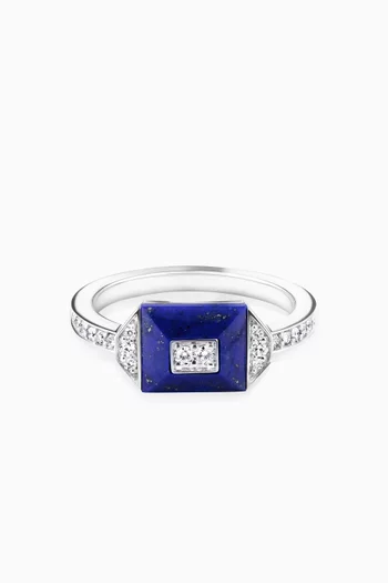 Layl Diamond & Lapis Ring in 18kt White Gold