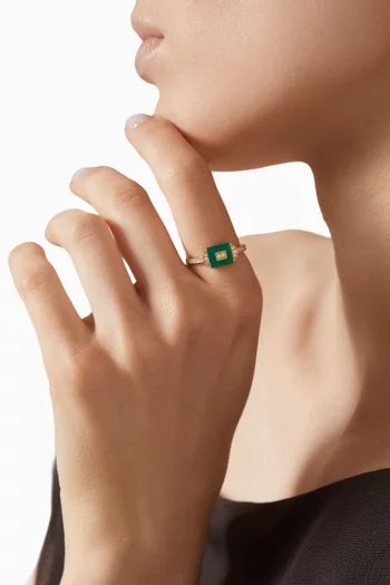 Layl Diamond & Agate Ring in 18kt Yellow Gold