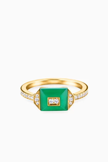 Layl Diamond & Agate Ring in 18kt Yellow Gold