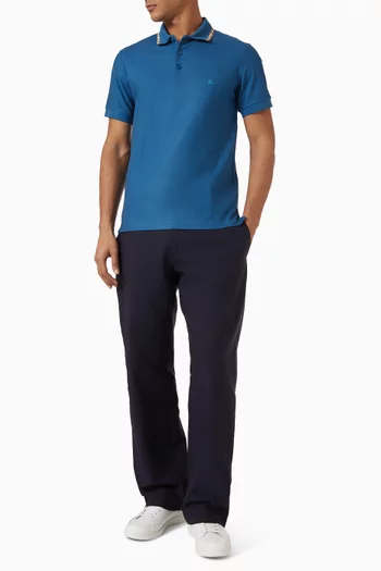 Check Trim Polo Shirt in Cotton