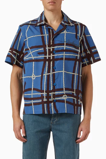 Hugh Knot-check Shirt in Cotton Poplin