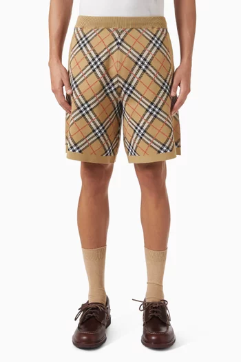 Checked Drawstring Shorts in Knit