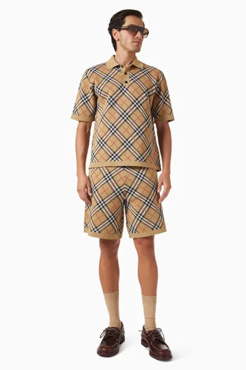 Marlow Check Polo T-shirt in Cotton-blend