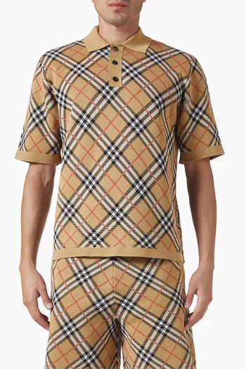 Marlow Check Polo T-shirt in Cotton-blend