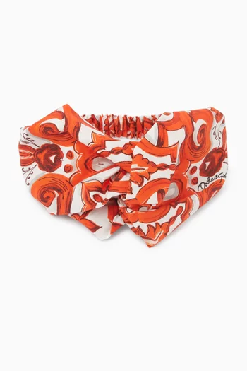 Majolica-print Headband in Cotton Poplin