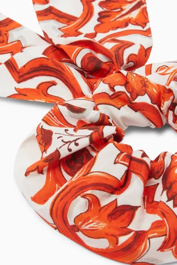 Majolica-print Scrunchie in Cotton Poplin