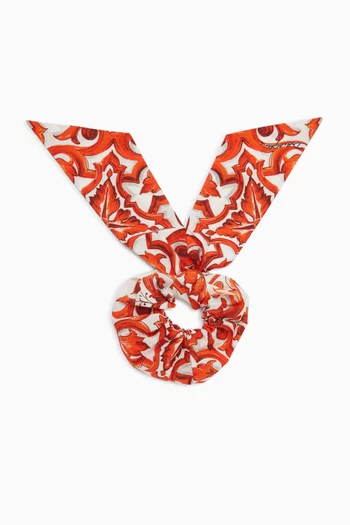 Majolica-print Scrunchie in Cotton Poplin