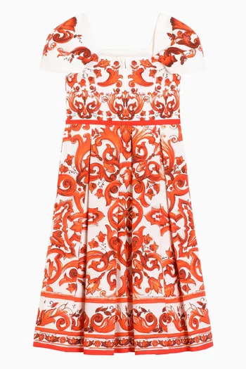 Majolica-print Dress in Cotton Poplin