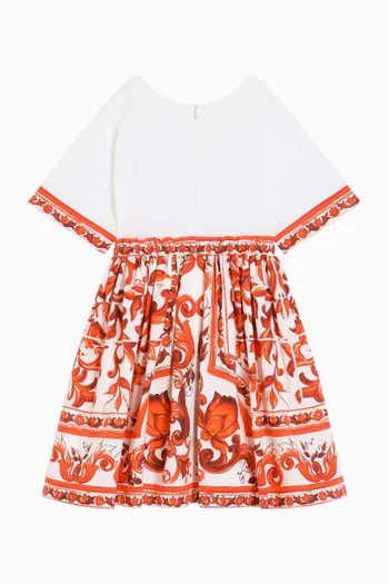Majolica-print Dress in Jersey & Poplin