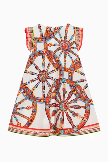 Cartwheel Print Dress in Cotton-poplin