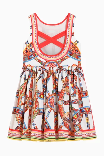 Cartwheel Print Dress in Cotton Poplin