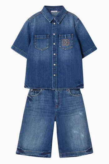 Logo Shirt in Cotton Denim
