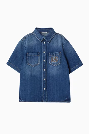 Logo Shirt in Cotton Denim