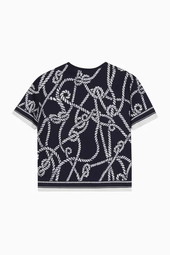Marina-Print T-Shirt in Cotton Jersey