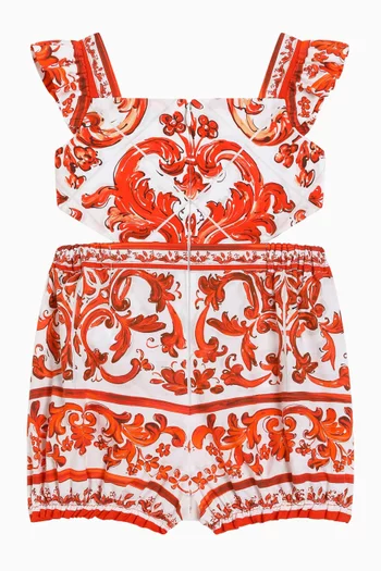 Majolica-print Romper in Cotton Poplin