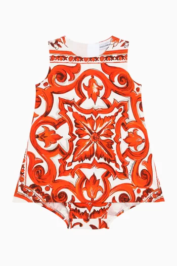 Majolica-print Romper & Bloomers Set
