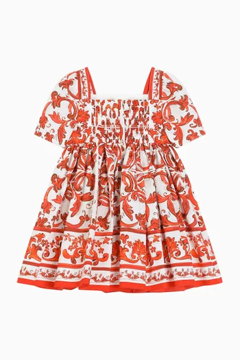 Majolica-print Poplin Dress Set