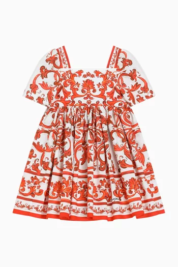 Majolica-print Poplin Dress Set