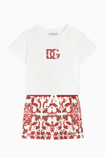 Majolica-print Shorts in Cotton Fleece