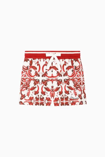 Majolica-print Shorts in Cotton Fleece