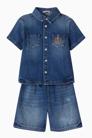 DG Logo Shirt in Cotton Denim