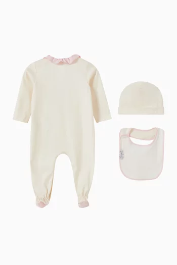 Tiger-print Pyjama, Beanie & Bib Gift Set