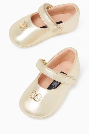 Ballerina Flats in Laminated Nappa