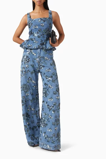Sequin-embellished Boyfriend Jeans in Denim