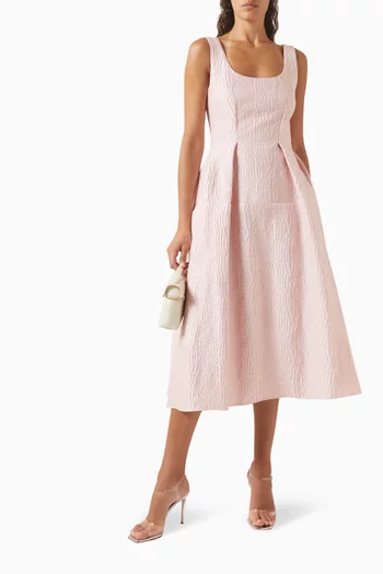 Textured Brocade Midi Dress