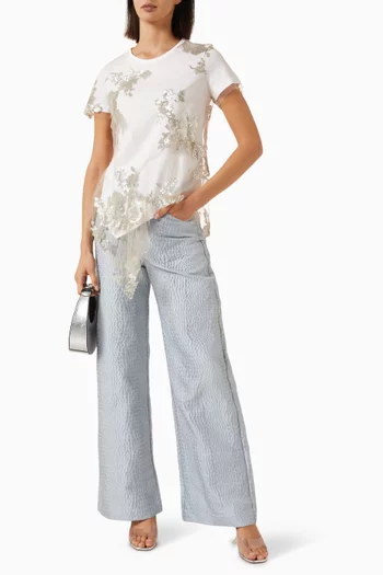 Sequin-embellished Peplum Top in Tulle