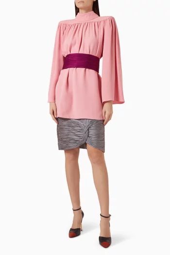 High-neck Top in Silk Cady