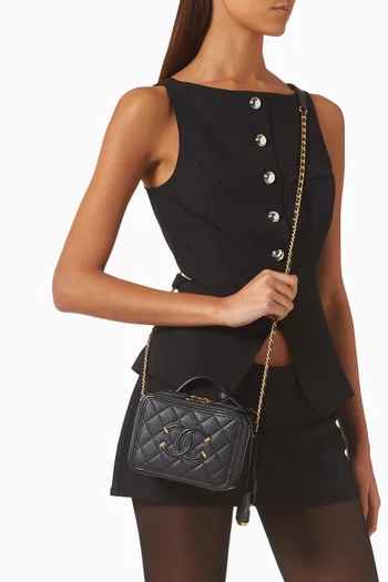 Small CC Filigree Vanity Case in Caviar Leather