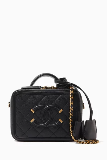 Small CC Filigree Vanity Case in Caviar Leather