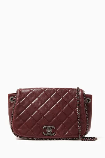 Small Enchained Accordion Flap Bag in Quilted Leather