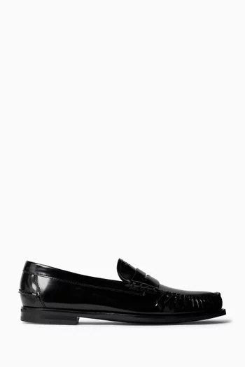 Logo Loafers in Brushed Leather