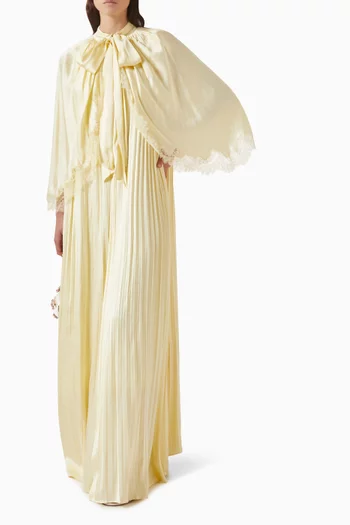 Tie-neck Cape Maxi Dress in Viscose