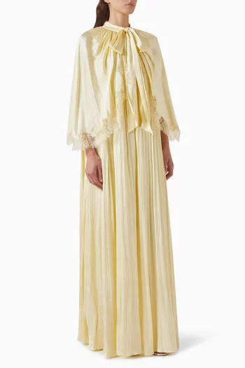 Tie-neck Cape Maxi Dress in Viscose