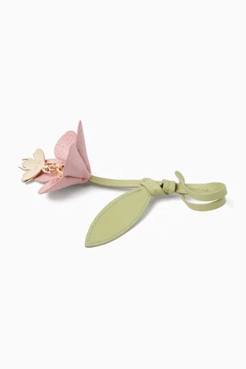Wildflower & Bee Bag Charm in Leather