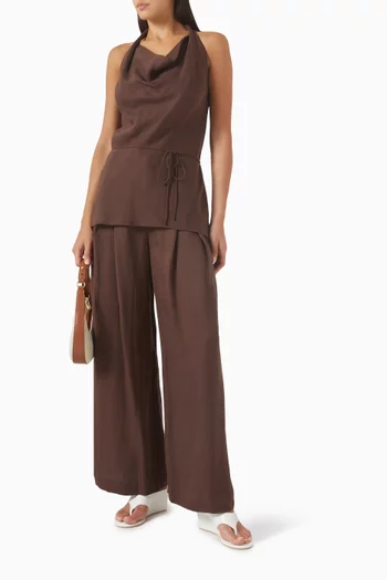 Izaro Cowl Halterneck Top in Tencel Linen