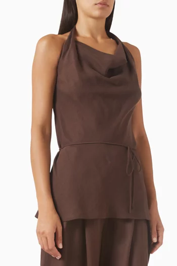Izaro Cowl Halterneck Top in Tencel Linen