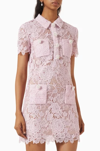Button Down Mini Dress in Lace