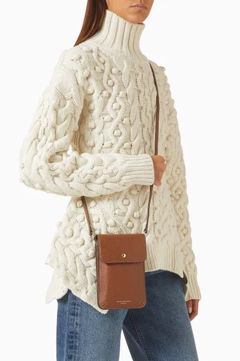 Duo Phone Crossbody Pouch in Grained Leather