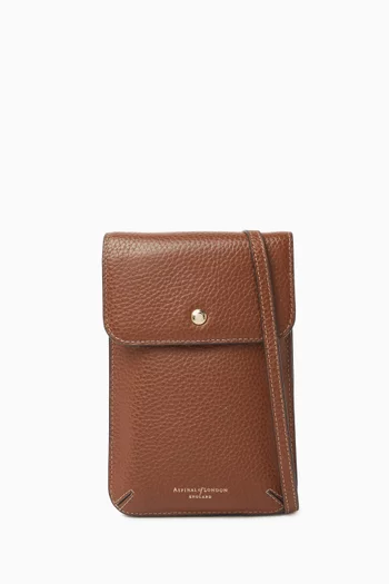 Duo Phone Crossbody Pouch in Grained Leather