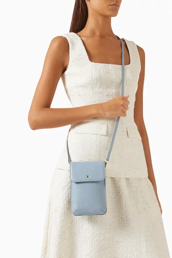 Duo Phone Crossbody Pouch in Grained Leather