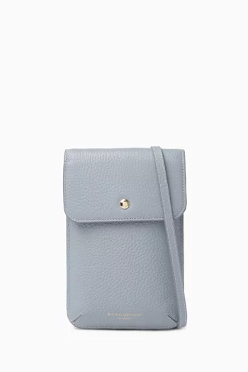 Duo Phone Crossbody Pouch in Grained Leather